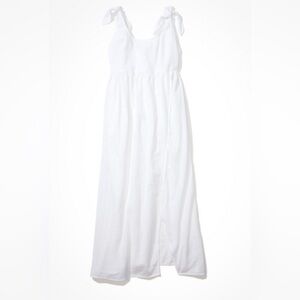 AE TIE SLEEVE SLIT MIDI DRESS - White - S